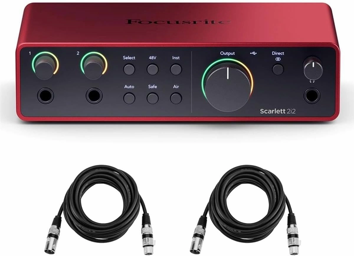 Scarlett 2i2 4th Gen, 2-in, 2-out USB Audio Interface with 2 XLR Cables audio interface,USB interface,music recording input,