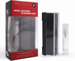 sdroceRyaM Vinyl Record Cleaning Brush Kit with Cleaning Fluid, Anti-Static LP Velvet Record Cleaner, Nylon Bristles, Black record cleaning kit,vinyl cleaner,stylus brush set,