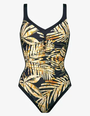 Seductive Leaves Moulded Swimsuit - Black Ivory