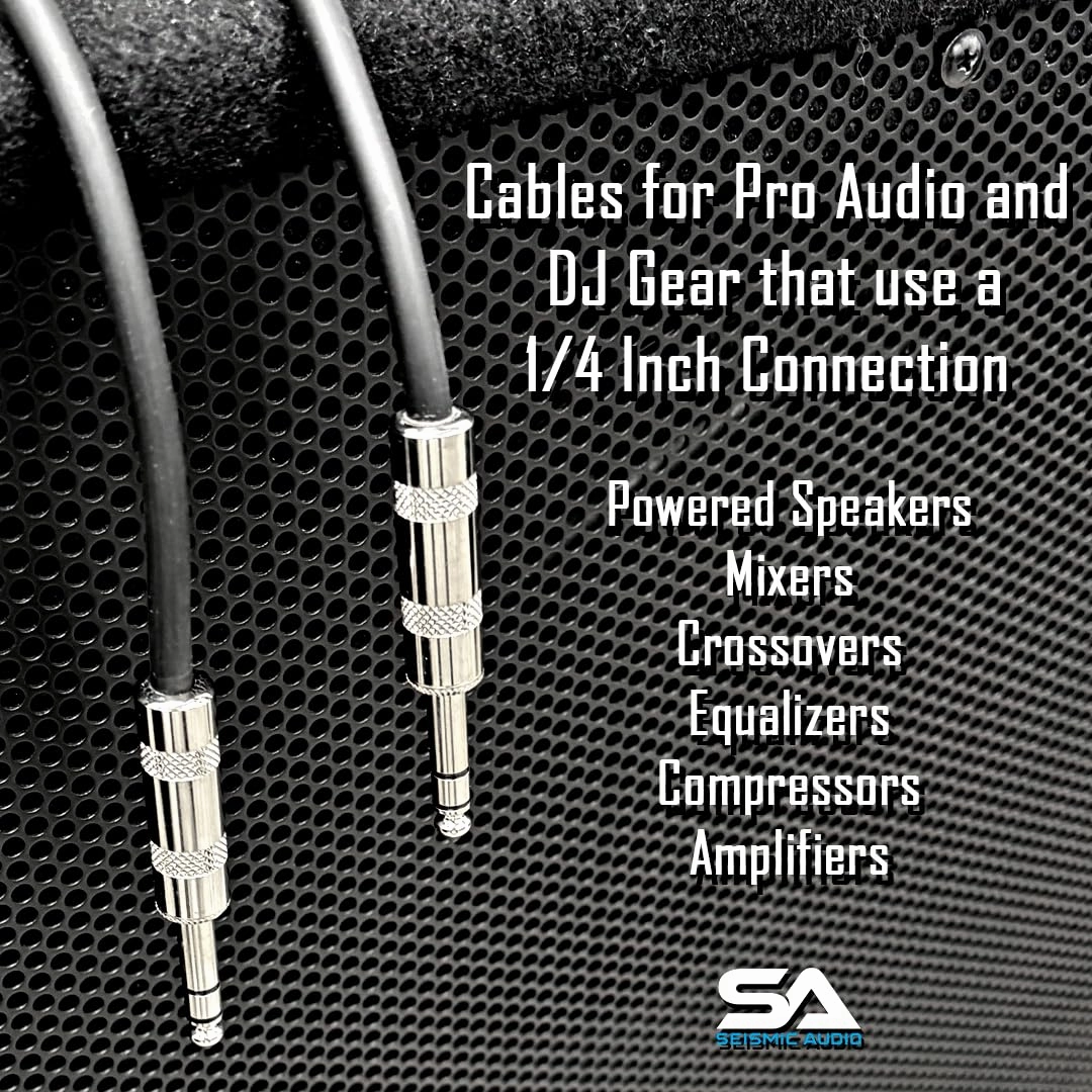 Seismic Audio Speakers TRS  Patch Cable, 25 Foot Balanced Cord, Black