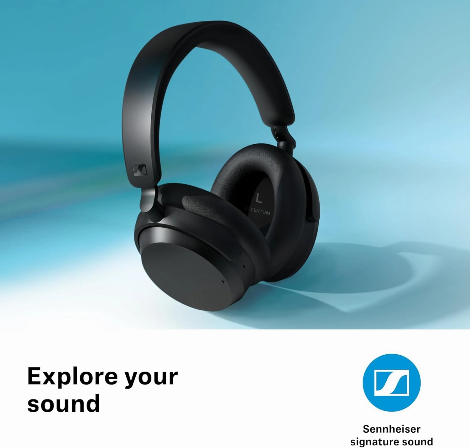 Sennheiser ACCENTUM Wireless Bluetooth Headphones - 50-Hour Battery Life, Audio, Hybrid Noise Cancelling (ANC), All-Day Comfort and Clear Voice Pick-up for Calls, Black