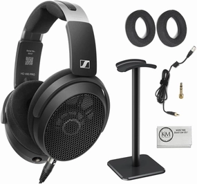 Sennheiser HD-490 PRO Plus Professional Reference Open-Back Studio Headphones Bundled with Headphones Stand   Cleaning Cloth (3 Items) reference headphones,neutral sound headphones,monitor headphones,