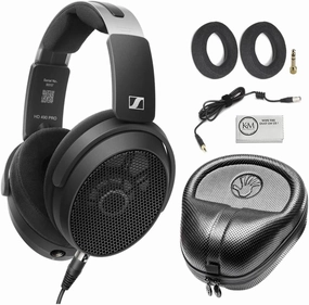 Sennheiser HD 490 PRO Professional Reference Open-Back Studio Headphones Bundled with Headphone Case   Cleaning Cloth (3 Items) reference headphones,neutral sound headphones,monitor headphones,