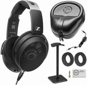 Sennheiser HD 490 PRO Professional Reference Open-Back Studio Headphones Bundled with Headphone Case   Headphones Stand   Cleaning Cloth (4 Items) reference headphones,neutral sound headphones,monitor headphones,