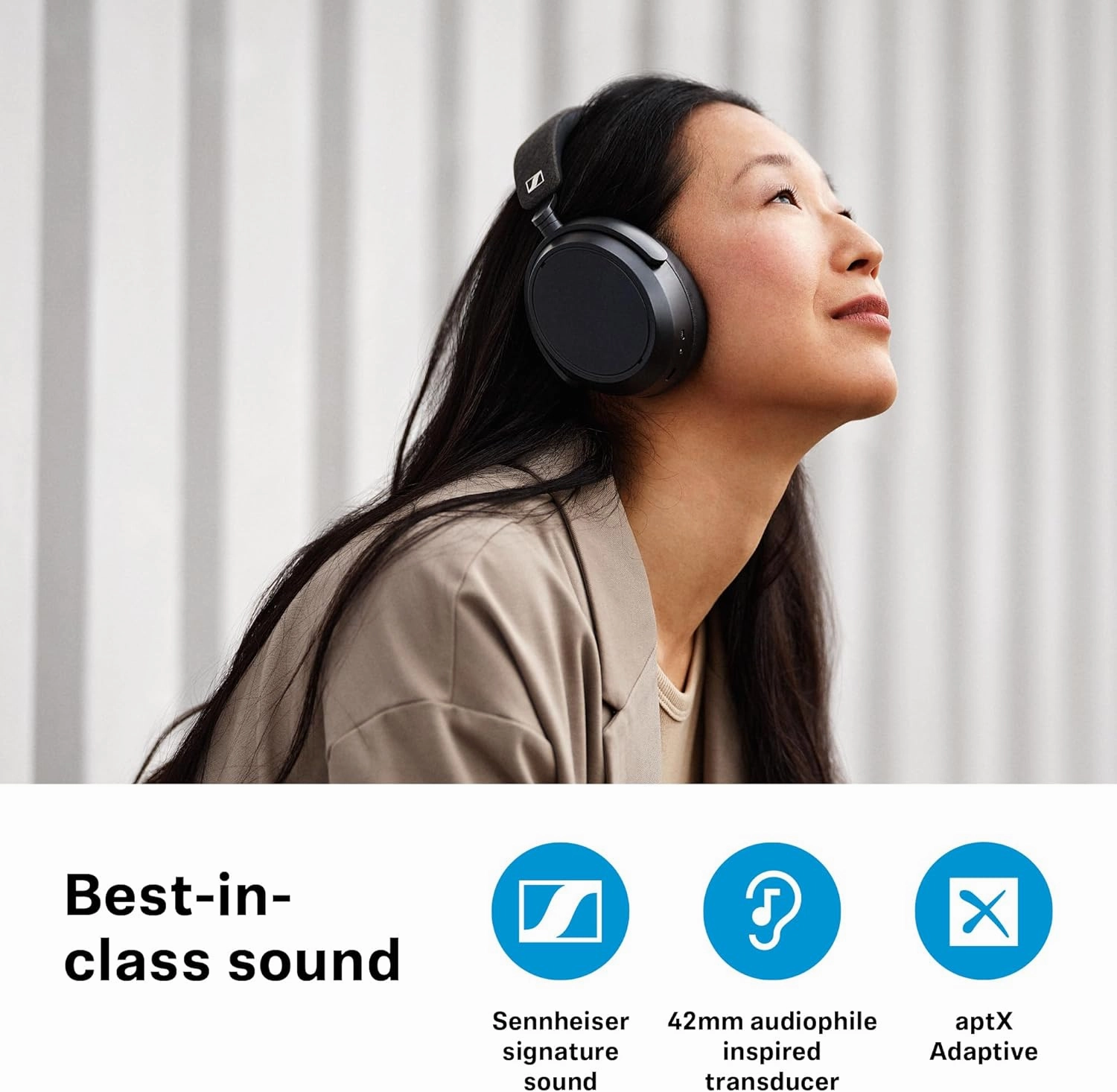 Sennheiser MOMENTUM 4 Wireless Headphones - Bluetooth Headset for Crystal-Clear Calls with Adaptive Noise Cancellation, 60h Battery Life, Lightweight Folding Design, Black