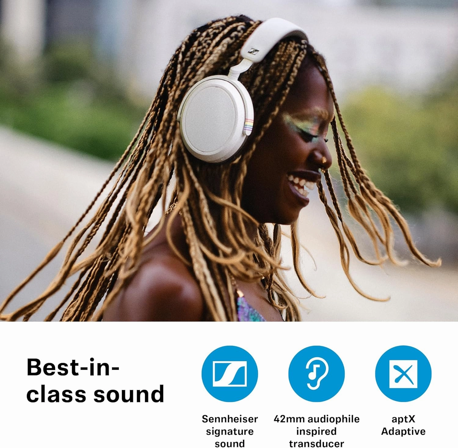Sennheiser Momentum 4 Wireless Headphones, Bluetooth for Crystal-Clear Calls w/Adaptive Noise Cancellation, 60h Battery Life, Customizable Sound & Lightweight Folding Design, Pride Edition