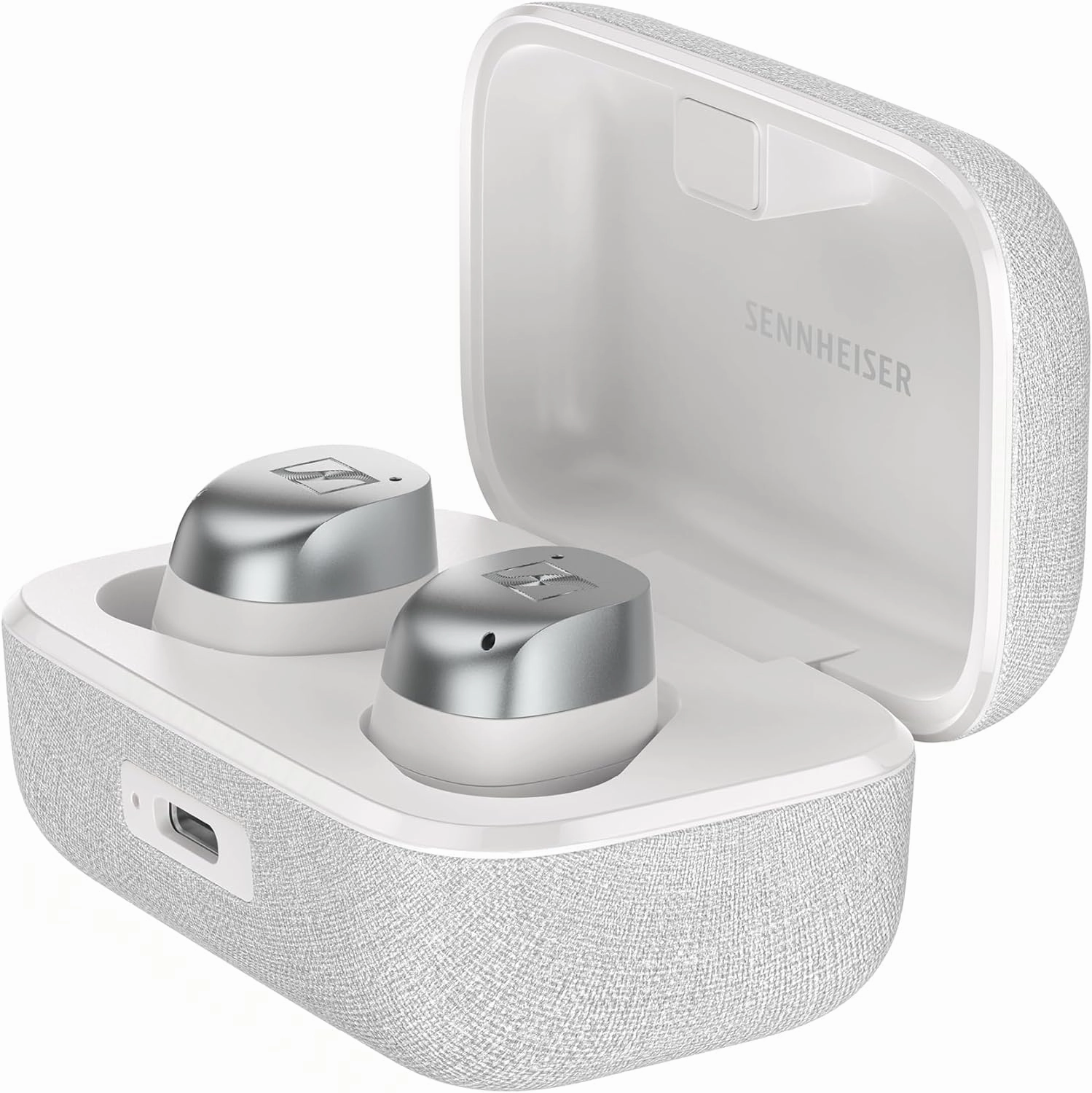 Sennheiser MOMENTUM True Wireless 4 Smart Earbuds with Bluetooth 5.4, Crystal-Clear Sound, Comfortable Design, 30-Hour Battery Life, Adaptive ANC, LE Audio and Auracast - White Silver audiophile headphones,high-end headphones,studio over-ear,