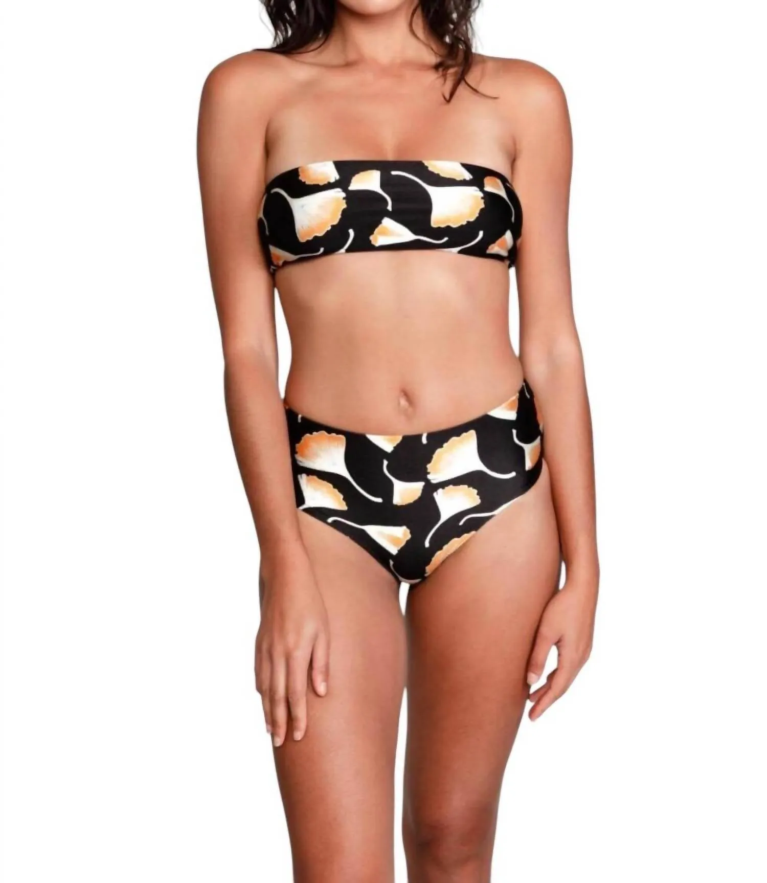 Serena Mid-Rise Bikini Bottom In Ginkgo Black