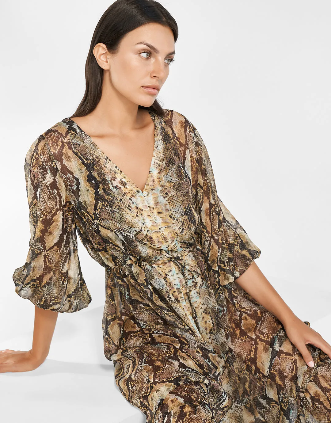 Serpent Long Blouse Dress - Python