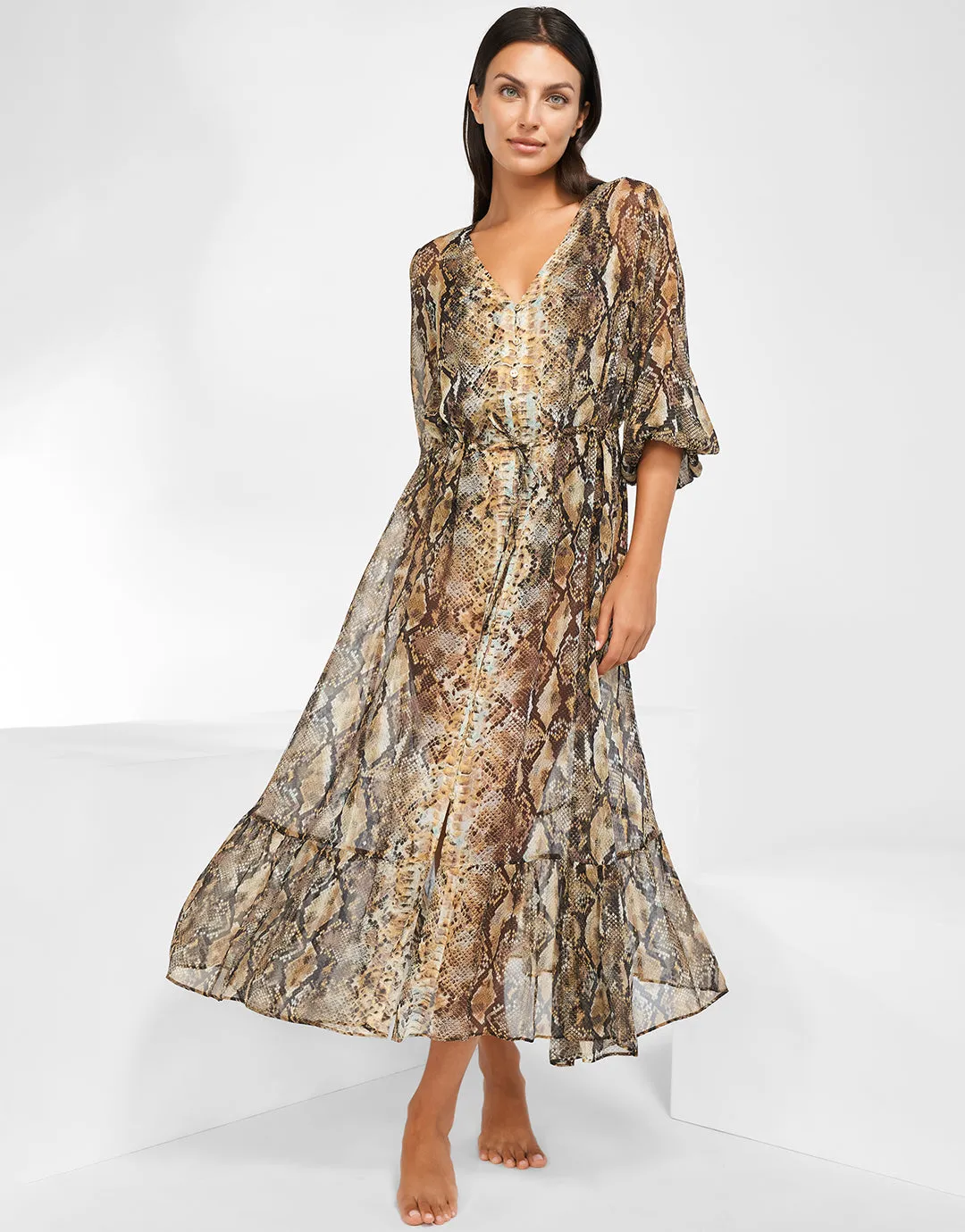Serpent Long Blouse Dress - Python