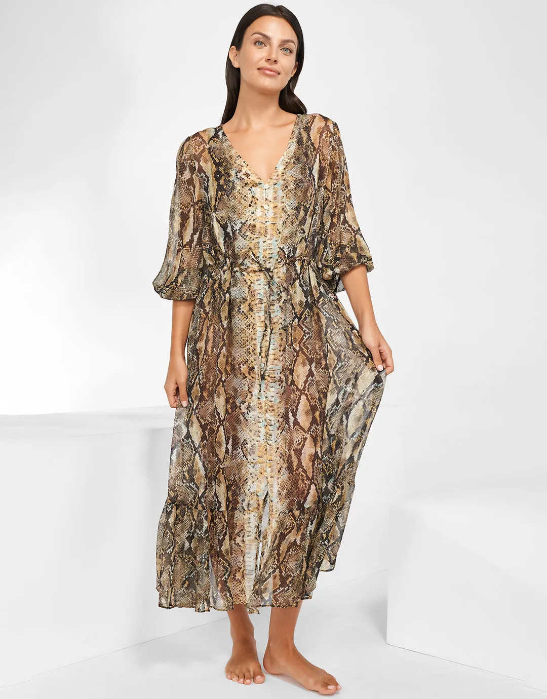 Serpent Long Blouse Dress - Python