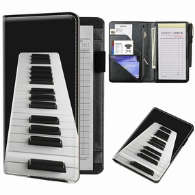 Server Books for Waitress 5 x 7.75 inch Black Server Book with Zipper Pocket and 5 Large Pockets 1 Pen Holder Cute Waitress Book Organizer Fit Server Apron - Music music server,hi-fi media server,digital audio storage,