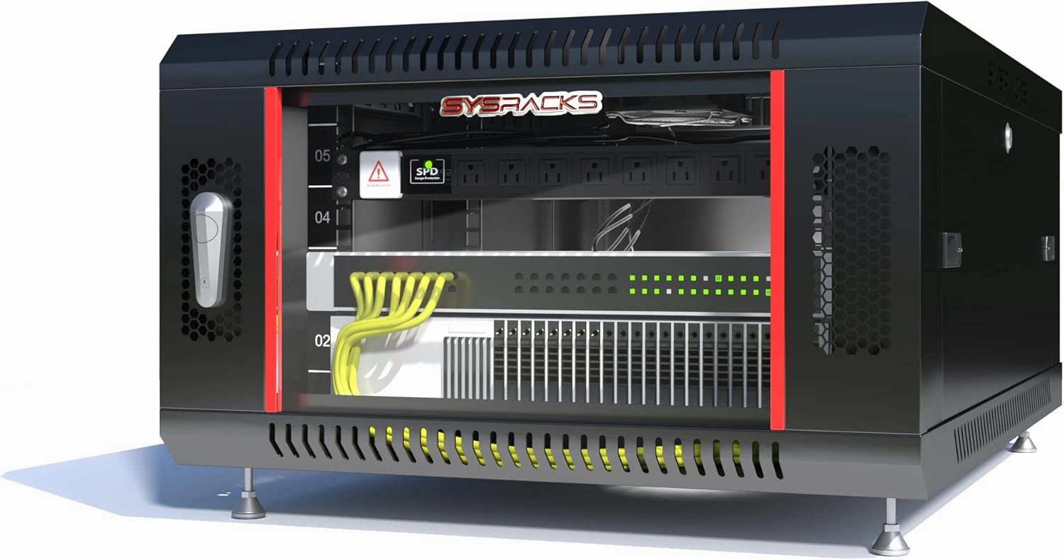 Server Rack - Wall Cabinet - 6U Wall Mount Rack Enclosure with Fans - Audio Rack - Network Rack - 24 Inch Depth AV Cabinet - on Levelers - PDU - Shelf - Locking Cabinet - Black (6U 24"x18"x14.5")