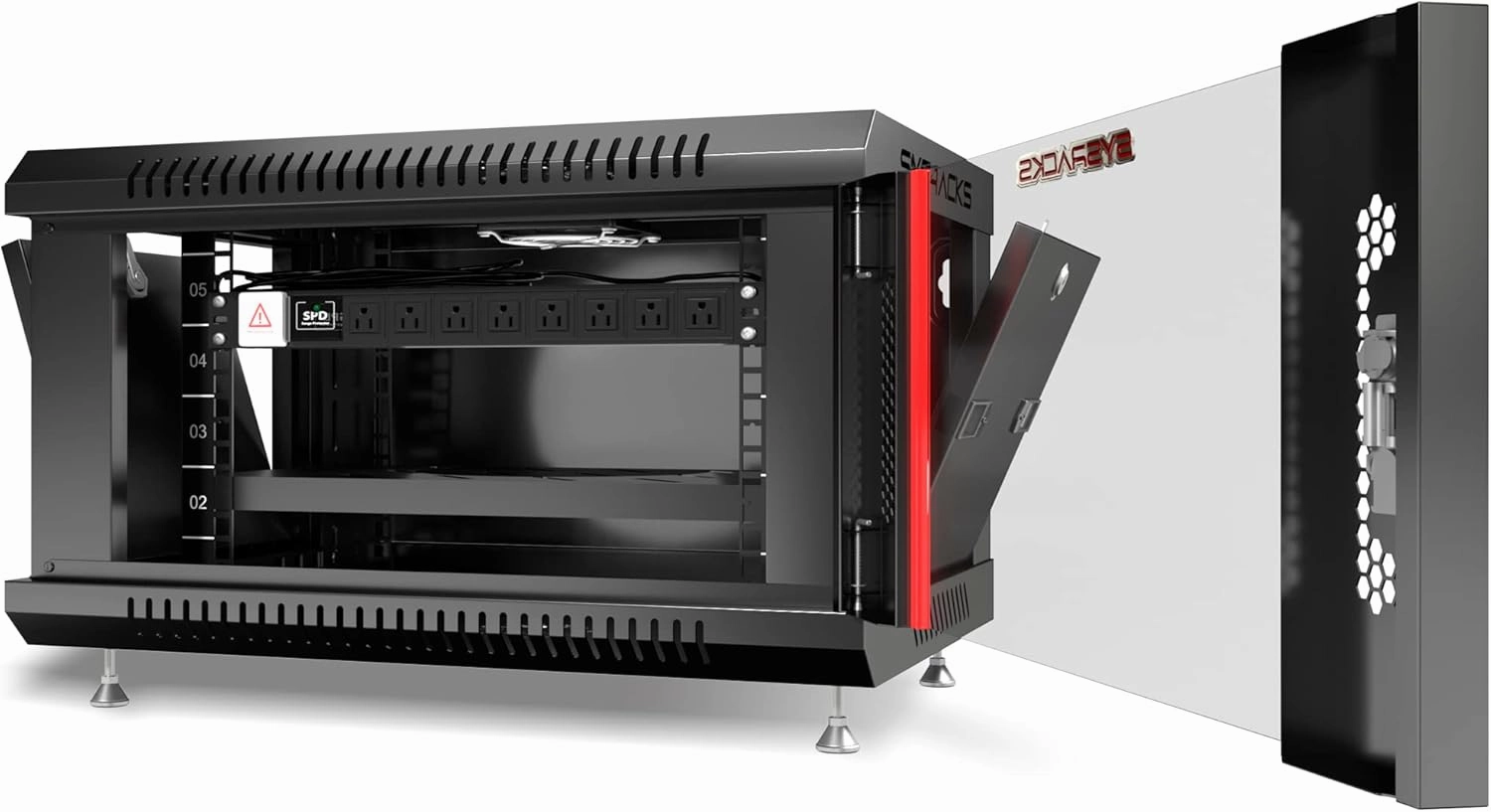 Server Rack - Wall Cabinet - 6U Wall Mount Rack Enclosure with Fans - Audio Rack - Network Rack - 24 Inch Depth AV Cabinet - on Levelers - PDU - Shelf - Locking Cabinet - Black (6U 24"x18"x14.5")