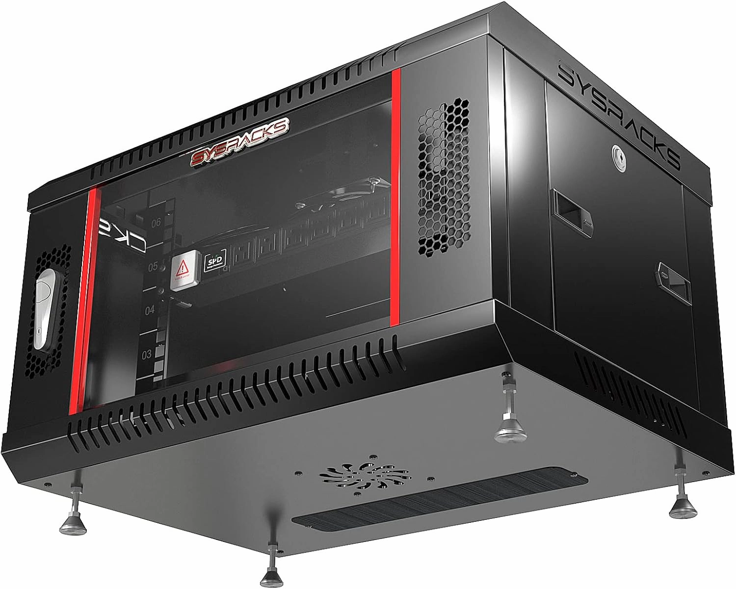 Server Rack - Wall Cabinet - 6U Wall Mount Rack Enclosure with Fans - Audio Rack - Network Rack - 24 Inch Depth AV Cabinet - on Levelers - PDU - Shelf - Locking Cabinet - Black (6U 24"x18"x14.5")