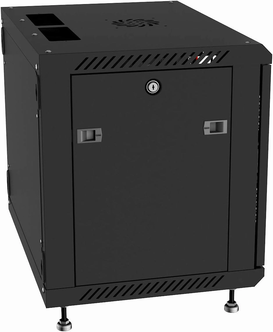 Server Rack - Wall Mount Network Enclosure - Locking Wall IT Cabinet - 19 Inch Rack Av Audio Video Rack Lockable Cabinet Network Rack - Powerbar - Shelf - Fan - Feet (9U (24" w x24 d x20 h))