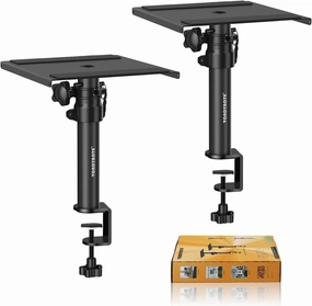 Set of 2 Desktop Clamp Speaker Stands Short Studio Monitor Stands Height Adjustable speaker stands,monitor stands,floor speaker holders,