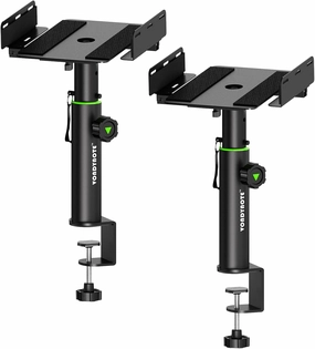 Set of 2 Dual Side Clamping Studio Monitor Stands Short Desktop Clamp Speaker Stands Height Adjustable Extendable Top Plate Mounted by Screws studio monitors,nearfield speakers,mixing reference monitors,