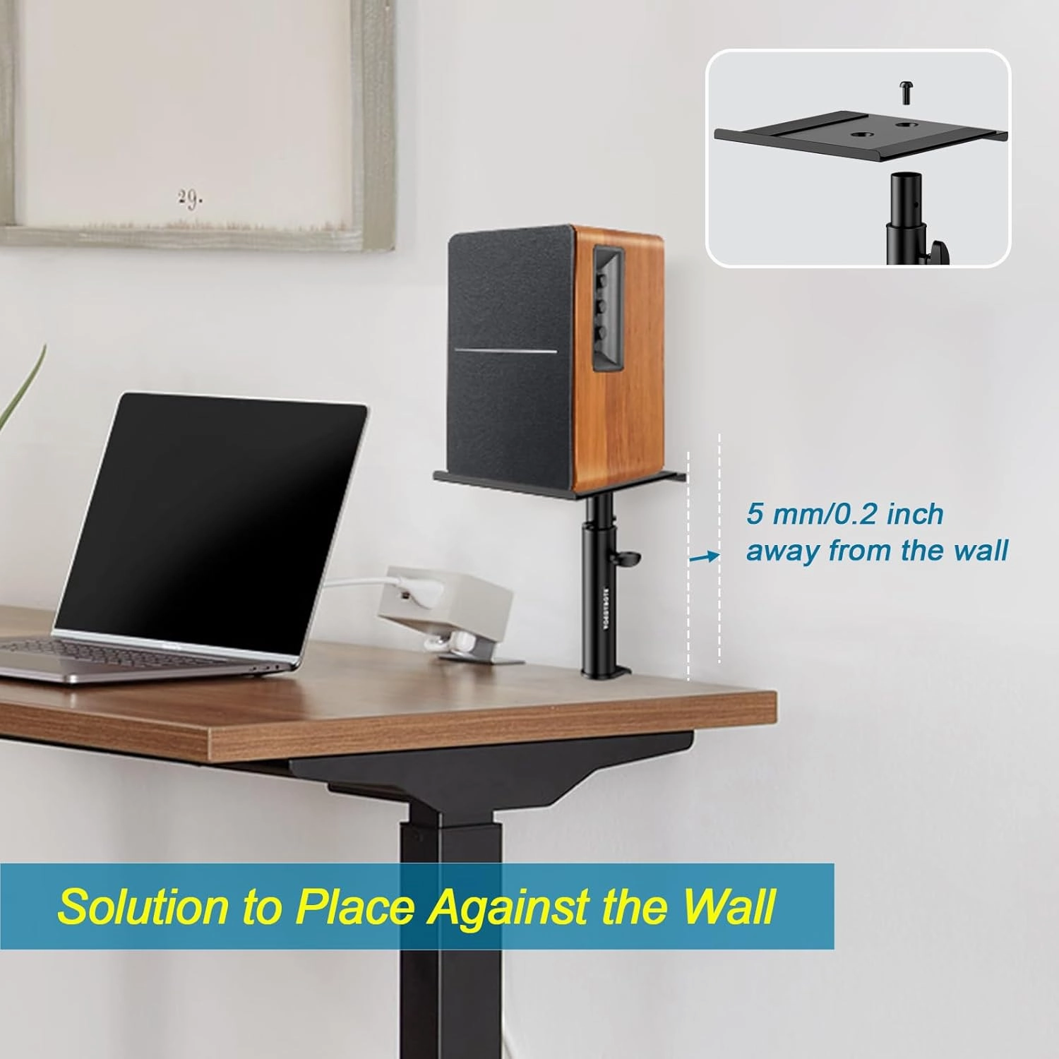 Set of 2 Studio Monitor Stands Desk Clamp Desktop Speaker Stands with Isolation Pads