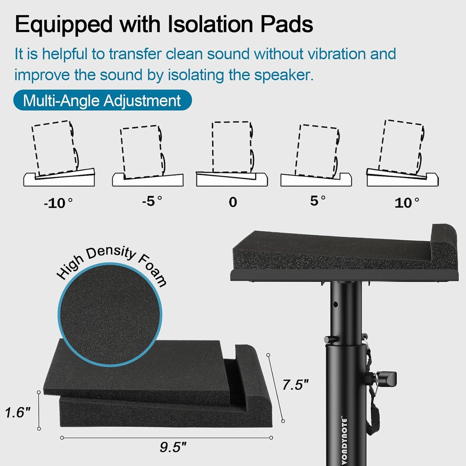 Set of 2 Studio Monitor Stands Desk Clamp Desktop Speaker Stands with Isolation Pads