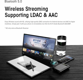 Shanling H2 2in1 Audio Player/Portable DAC, Desktop Headphone Amp,Bluetooth 5.0/LDAC,10.5Hours  for Music Time,HiFi Res Certificated,Anodized Aluminum with LED Lights,Up to 2TB Capacity hi-res portable player,digital audio player,DAP lossless,