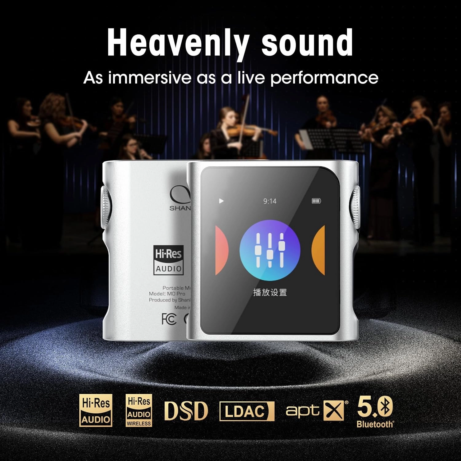 SHANLING M0 Pro MP3 Player, Hi-Res Portable Music Player with Bluetooth, Digital Audio Player 1.54 HD Touch Screen up to 8 Hour Battery Bluetooth and USB Type-C dongle 3.5mm JacksSliver