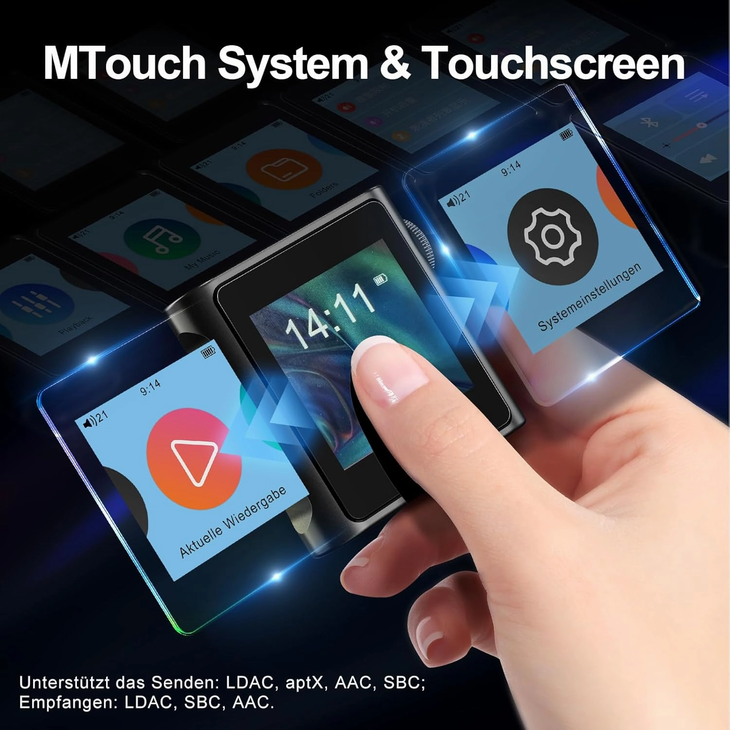 SHANLING M0s 1.7 * 1.7 inch 2in1 MP3 Player DAC Hi-Fi Sound Music Player Support Up to 2TB SD Card HD Touch Screen Bluetooth5.0 3.5mm/Type-C Jack for Phones,Tablets,laptops,PC (Tatanium, 32GB)