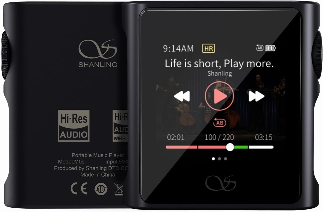 SHANLING M0s HiFi MP3 Player with Bluetooth Lossless Sound Music Player Portable Digital Audio Player DAP Player with 32GB MicroSD Card 1.54 HD Touch Lasts 10 Hours Bluetooth5.0 3.5mm/Type-C Jack hi-res portable player,digital audio player,DAP lossless,