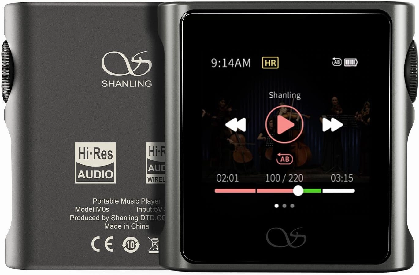 SHANLING M0s MP3 Player with Bluetooth Hi-Fi Lossless Sound Music Player Portable Digital Audio Player DAP Player 1.54 HD Touch Lasts 10 Hours (Titanium) hi-res portable player,digital audio player,DAP lossless,