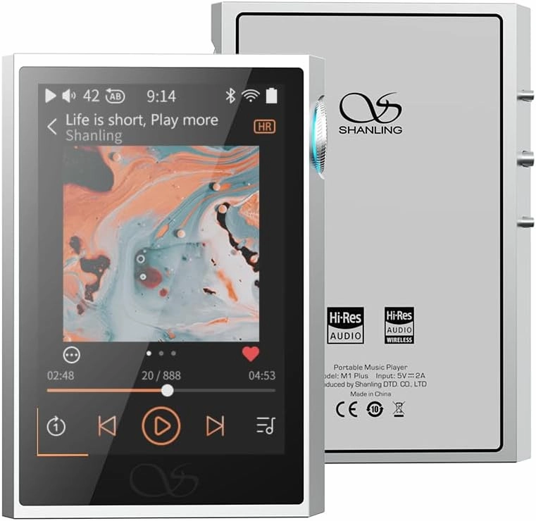 SHANLING M1 Plus M1Plus Protable Music Player MP3 ES9069Q DAC Dual SGM8262 Amplifier PCM768 DSD512 Bluetooth 5.2 LDAC WiFi DLNA Airplay Silver hi-res portable player,digital audio player,DAP lossless,