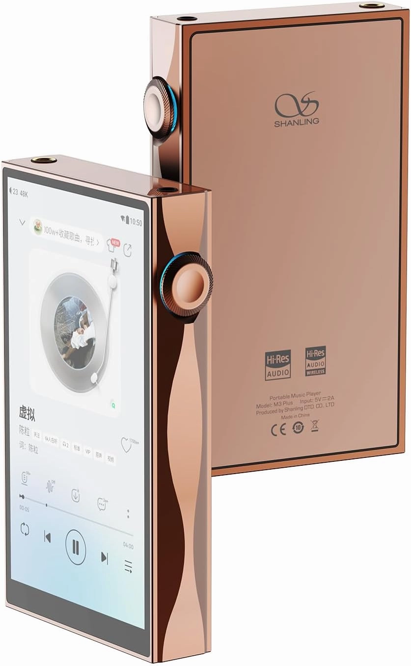 SHANLING M3 Plus Android13 Player,Portable Digital Audio Player,MP3/MP4 Player,Snapdragon 665 4GB 64GB,4X CS43198 DAC,768kHz/32bit,DSD512,MQA 16X3.5mm/4.4mm,800mW@32 Output (Champaign Gold) hi-res portable player,digital audio player,DAP lossless,