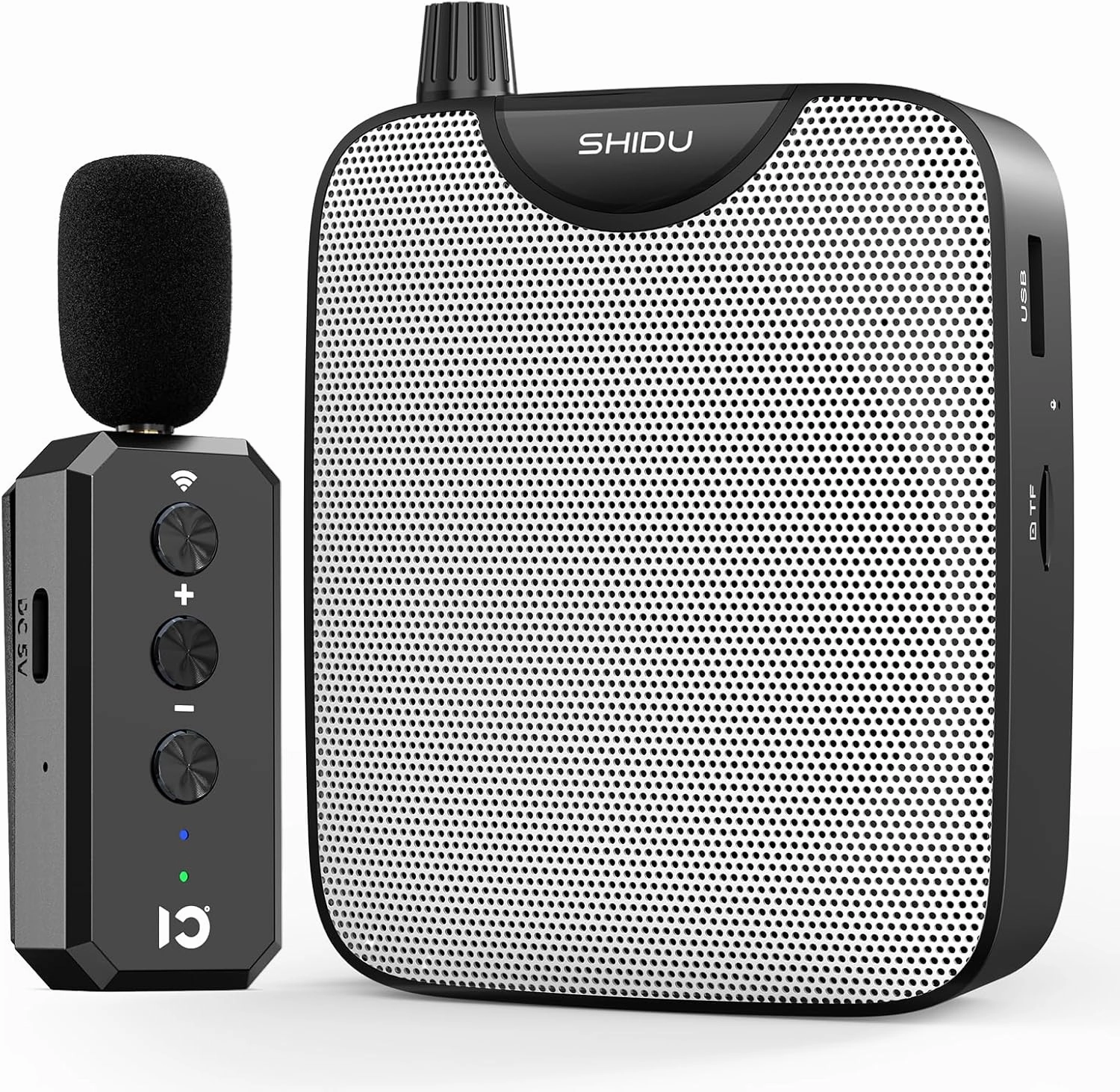 SHIDU 30W Power Voice Amplifier with Bluetooth Wireless Lavalier Microphone, Portable Teacher Mic with Speaker Personal Clip On Microphone System for Teacher Meeting Training-M500 (Black) power amplifier,stereo amp,hi-fi power amp,