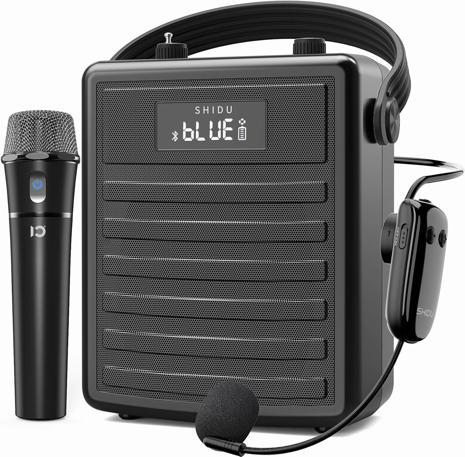 SHIDU 40W Voice Amplifier with Wireless Microphone, Portable PA System with Wireless Headset Mic & Speaker, 40W Loudly Bluetooth Portable Microphone and Speaker for Teacher, Meeting, Speech Events power amplifier,stereo amp,hi-fi power amp,