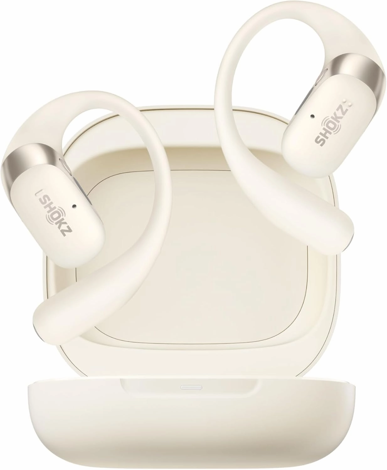 SHOKZ New OpenFit 2 Open-Ear Headphones, True Wireless Bluetooth Earphones with Microphone, Earhook Earbuds with 48 Hours of Playtime, Fast Charging, IP55 Water-Resistant, with Carrying Bag, Beige noise cancelling headphones,ANC headphones,travel headphone