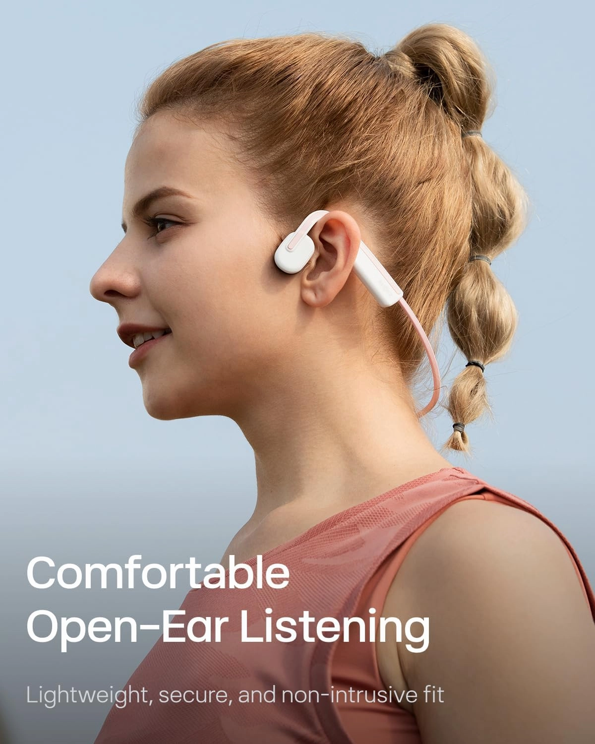 SHOKZ OpenMove - Open-Ear Bluetooth Sport Headphones, Bone Conduction Wireless Earphones, Sweatproof for Running and Workouts, with Sticker Pack (Pink)