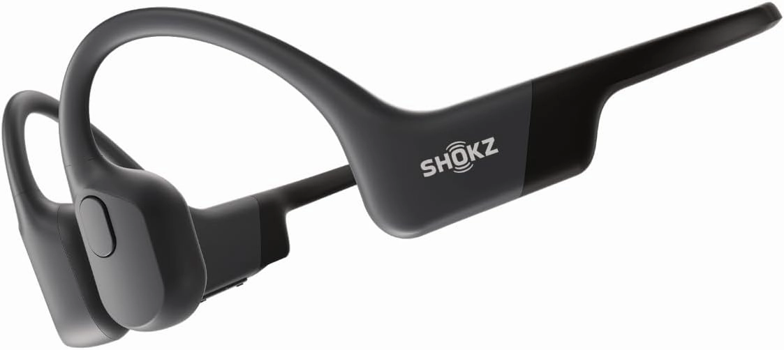 SHOKZ OpenRun - Open-Ear Bluetooth Bone Conduction Sport Headphones, Sweat Resistant Wireless Earphones for Workouts and Running, Built-in Mic, with Hair Band, Black wireless earbuds,Bluetooth earphones,true wireless stereo,