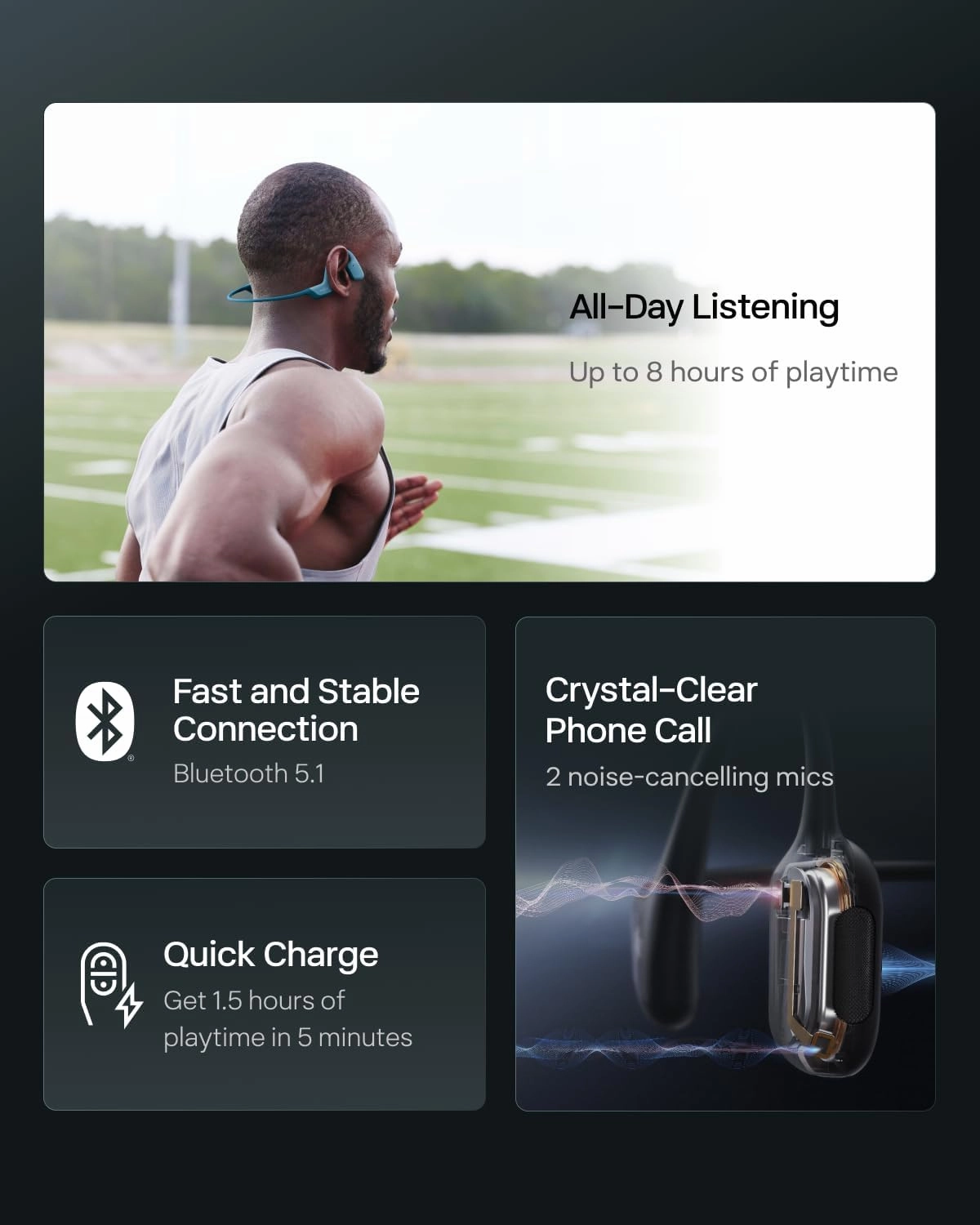 SHOKZ OpenRun Pro - Open-Ear Bluetooth Bone Conduction Sport Headphones - Sweat Resistant Wireless Earphones for Workouts and Running with Premium Deep Base - Built-in Mic, with Hair Band