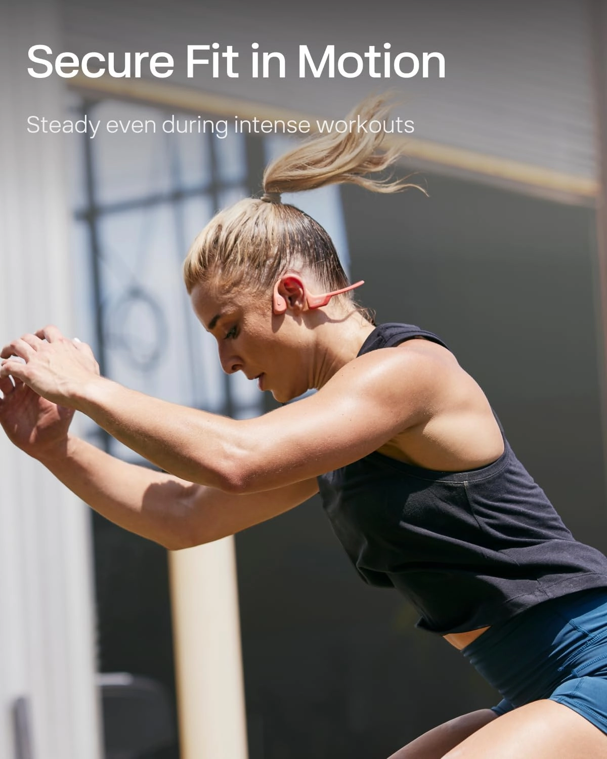 SHOKZ OpenRun Pro - Open-Ear Bluetooth Bone Conduction Sport Headphones - Sweat Resistant Wireless Earphones for Workouts and Running with Premium Deep Base - Built-in Mic, with Hair Band