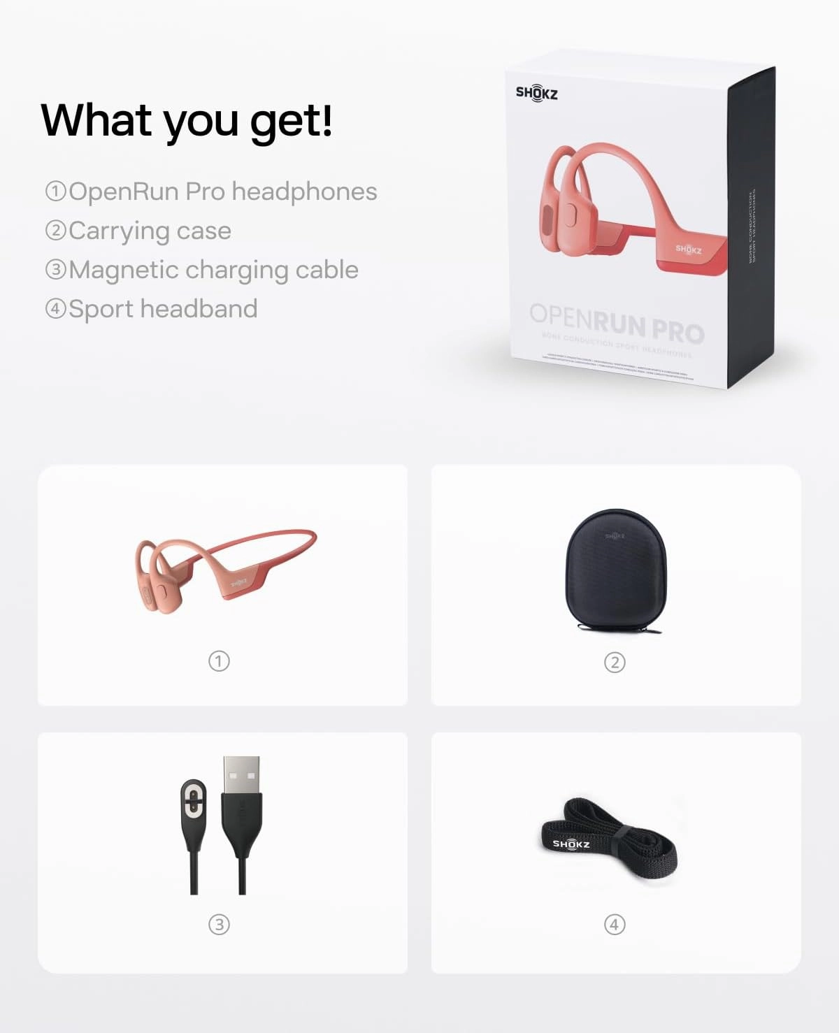 SHOKZ OpenRun Pro - Open-Ear Bluetooth Bone Conduction Sport Headphones - Sweat Resistant Wireless Earphones for Workouts and Running with Premium Deep Base - Built-in Mic, with Hair Band