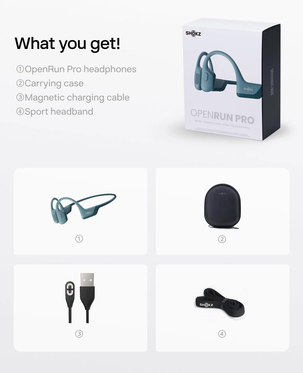SHOKZ OpenRun Pro - Open-Ear Bluetooth Bone Conduction Sport Headphones - Sweat Resistant Wireless Earphones for Workouts and Running with Premium Deep Base - Built-in Mic, with Hair Band