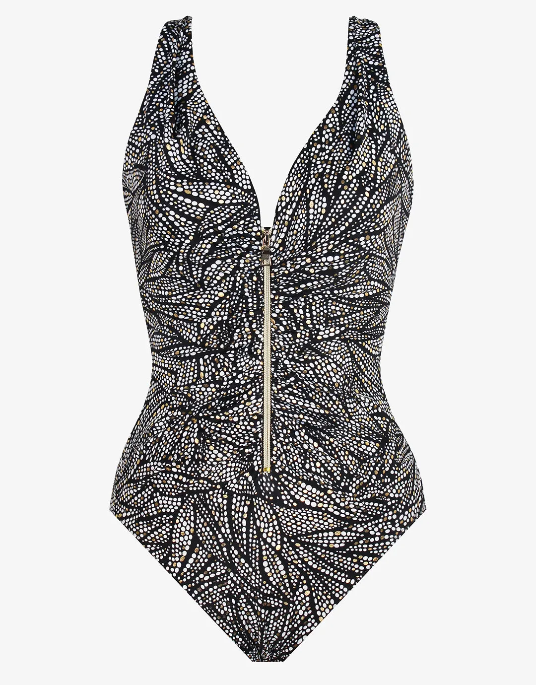 Shore Leave Zipt Swimsuit - Black and White