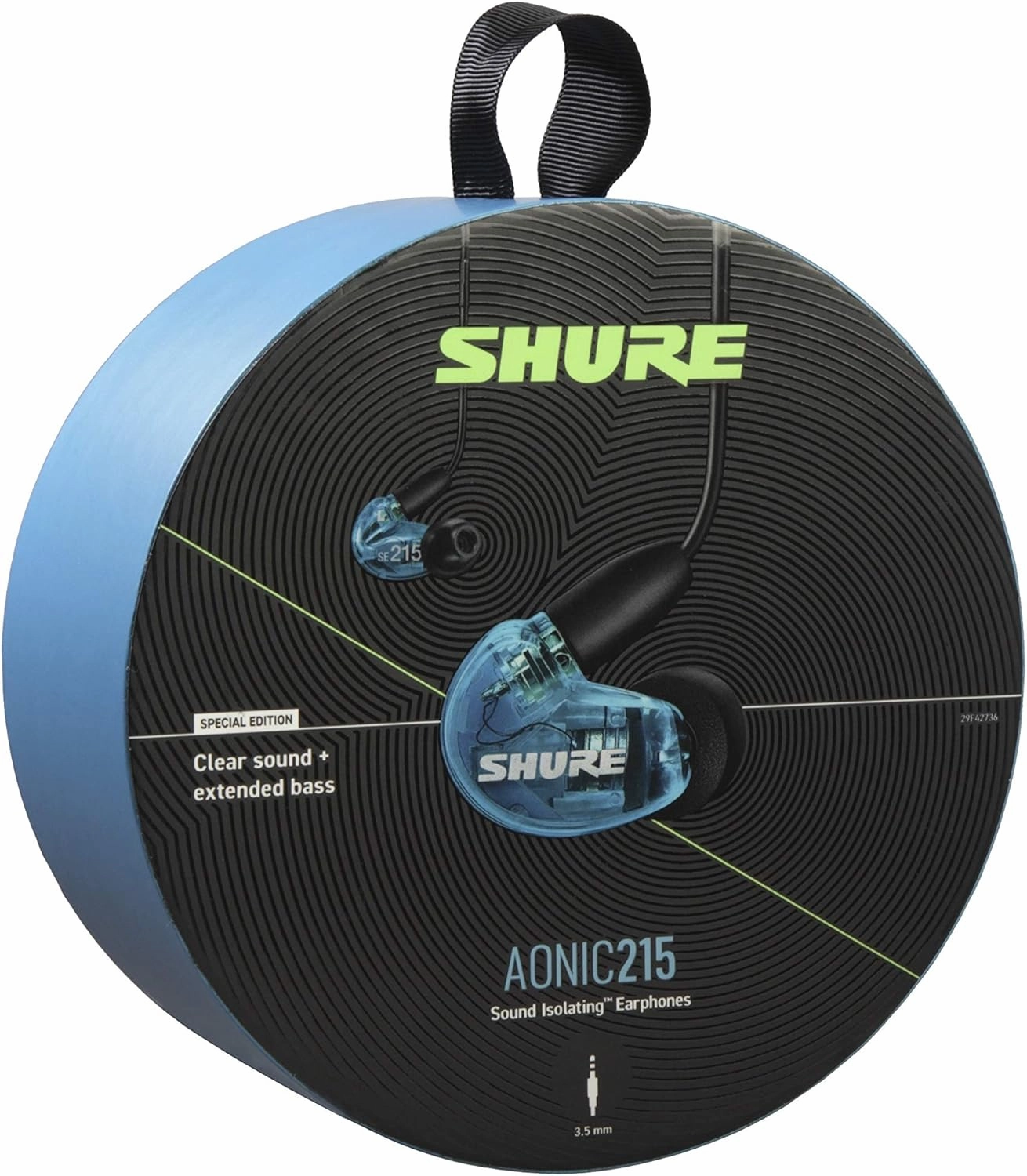 Shure AONIC 215 Wired Sound Isolating Earbuds, Clear Sound, Single Driver, Secure In-Ear Fit, Detachable Cable, Durable Quality, Compatible with Apple & Android Devices - Blue