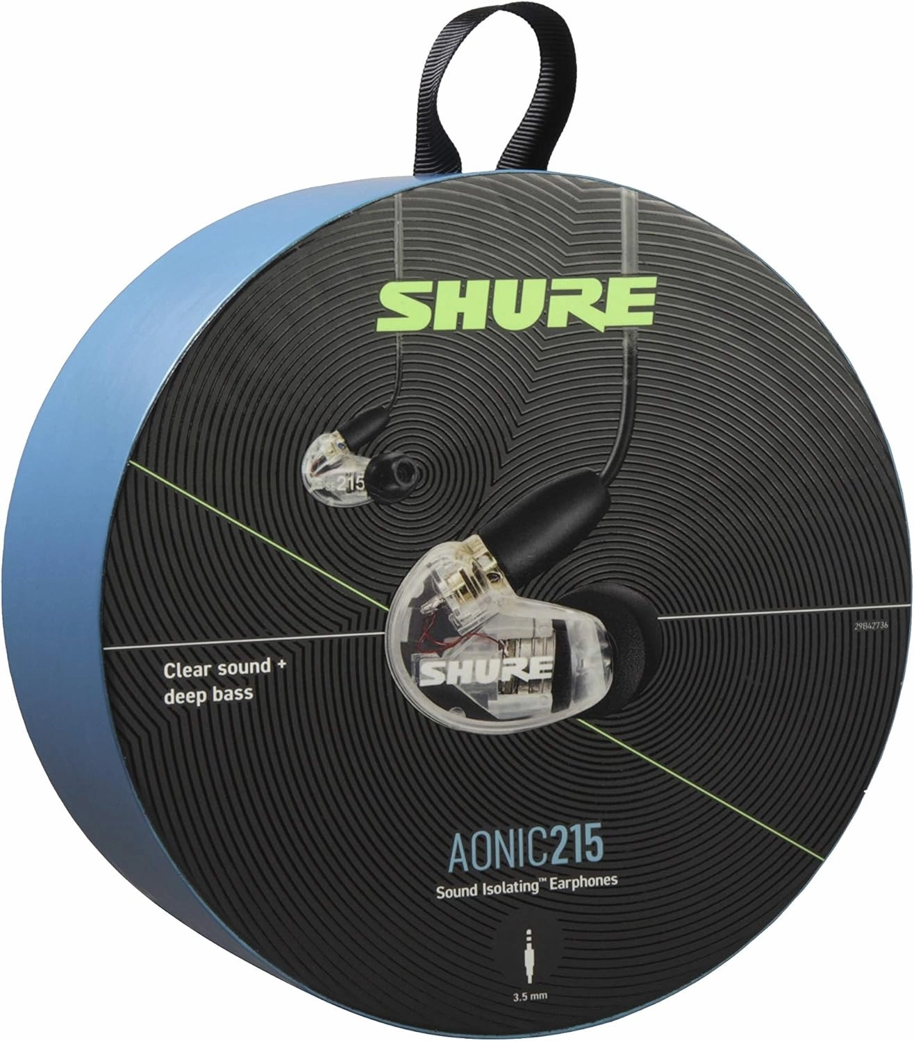 Shure AONIC 215 Wired Sound Isolating Earbuds, Clear Sound, Single Driver, Secure In-Ear Fit, Detachable Cable, Durable Quality, Compatible with Apple & Android Devices - Clear