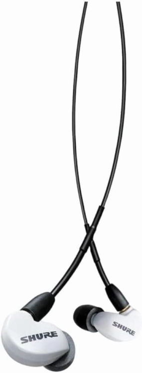 Shure AONIC 215 Wired Sound Isolating Earbuds, Clear Sound, Single Driver, Secure In-Ear Fit, Detachable Cable, Durable Quality, Compatible with Apple & Android Devices - White in-ear monitors,hi-fi IEMs,studio earphones,