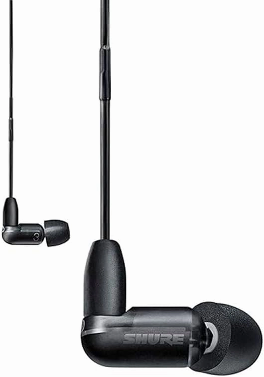 Shure AONIC 3 Wired Sound Isolating Earbuds, Clear Sound, Single Driver with BassPort, Secure in-Ear Fit, Detachable Cable, Durable Quality, Compatible with Apple & Android Devices - Black reference headphones,neutral sound headphones,monitor headphone