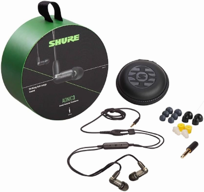 Shure AONIC 3 Wired Sound Isolating Earbuds, Clear Sound, Single Driver with BassPort, Secure in-Ear Fit, Detachable Cable, Durable Quality, Compatible with Apple & Android Devices - Black