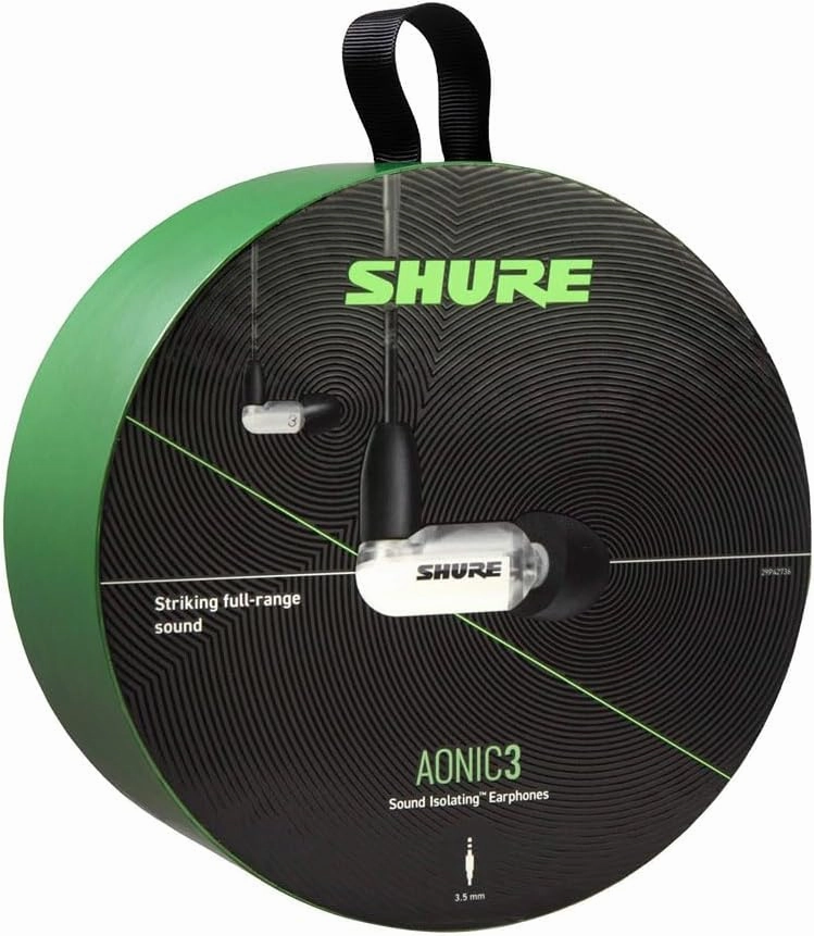 Shure AONIC 3 Wired Sound Isolating Earbuds, Clear Sound, Single Driver with BassPort, Secure in-Ear Fit, Detachable Cable, Durable Quality, Compatible with Apple & Android Devices - White
