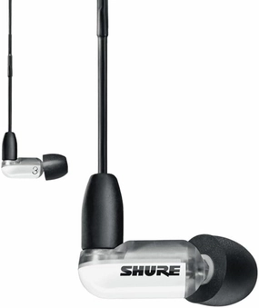 Shure AONIC 3 Wired Sound Isolating Earbuds, Clear Sound, Single Driver with BassPort, Secure in-Ear Fit, Detachable Cable, Durable Quality, Compatible with Apple & Android Devices - White reference headphones,neutral sound headphones,monitor headphone