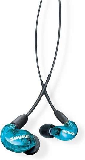 Shure SE215 PRO Wired Earbuds - Professional Sound Isolating Earphones, Clear Sound & Deep Bass, Single Dynamic MicroDriver, Secure Fit In Ear Monitor, plus Carrying Case & Fit Kit - Blue (SE215SPE) in-ear monitors,hi-fi IEMs,studio earphones,