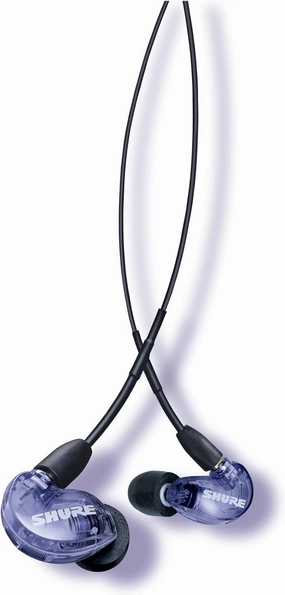Shure SE215 Special Edition PRO Wired Earbuds, Professional Sound Isolating Earphones, Clear with Deep Bass, Single Dynamic MicroDriver, for Music, Gaming, & Calls - Purple in-ear monitors,hi-fi IEMs,studio earphones,